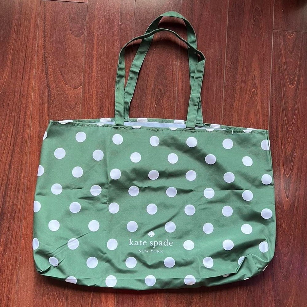 Kate Spade Green Polka Dot Tote Bag